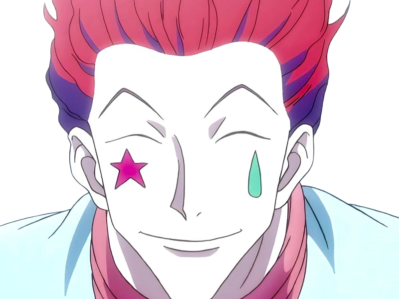 Sticker hisoka morow hunter x hunterxhunter anime manga cheveux rouge yeux jaunes clown magicien nen transformation assassin sociopathe par Dark-63