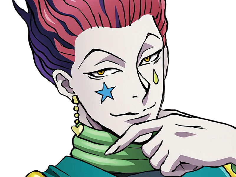 Sticker hisoka morow hunter x hunterxhunter anime manga cheveux rouge yeux jaunes clown magicien nen transformation assassin sociopathe par Dark-63