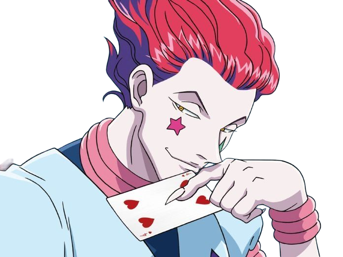 Sticker hisoka morow hunter x hunterxhunter anime manga cheveux rouge yeux jaunes clown magicien nen transformation assassin sociopathe par Dark-63