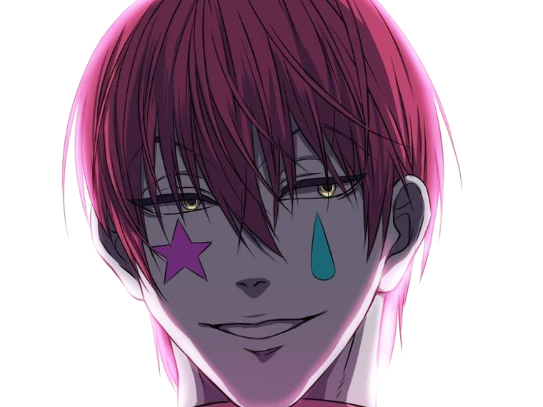 Sticker hisoka morow hunter x hunterxhunter anime manga cheveux rouge yeux jaunes clown magicien nen transformation assassin sociopathe par Dark-63