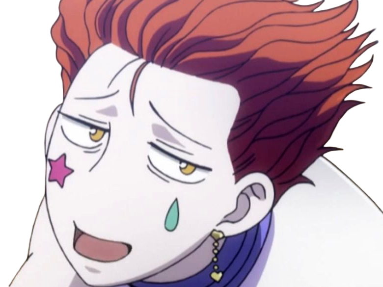 Sticker hisoka morow hunter x hunterxhunter anime manga cheveux rouge yeux jaunes clown magicien nen transformation assassin sociopathe par Dark-63