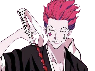 hisoka morow hunter x hunterxhunter anime manga cheveux-rouge yeux-jaunes clown magicien nen transformation assassin sociopathe