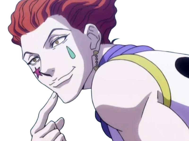 hisoka morow hunter x hunterxhunter anime manga cheveux-rouge yeux-jaunes clown magicien nen transformation assassin sociopathe
