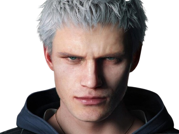 nero devil may cry 5 dmc dmc5 serieux face tete cheveux blancs emo rebelle knifos