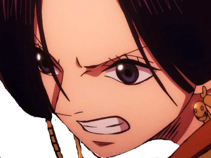 boa hancock one piece cheveux noir yeux bleu boucle oreille serpent bloop