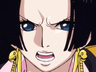 boa hancock one piece cheveux noir yeux bleu boucle oreille serpent bloop