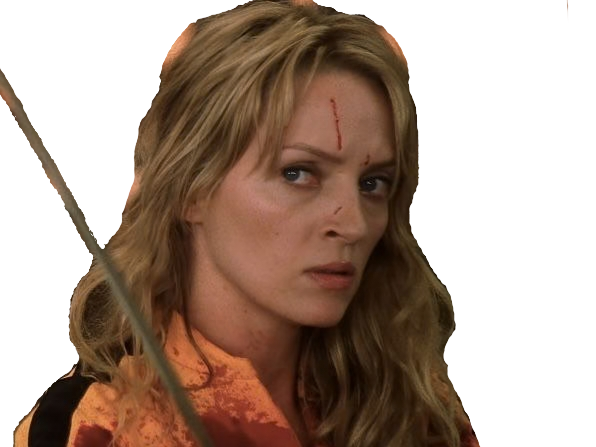 uma thurman kill bill rose dassonville blonde yeux bleu epee katana bloop beatrix kiddo