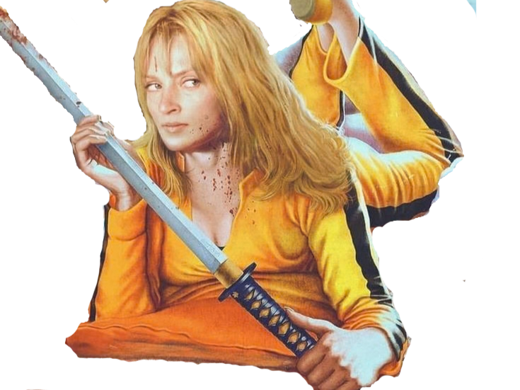 uma thurman kill bill rose dassonville blonde yeux bleu epee katana bloop beatrix kiddo
