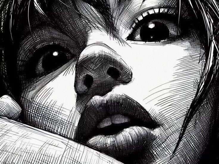 fille manga femme meuf anime choc surprise stupefaction visage innocente mignonne intense terreur terrifie knifos