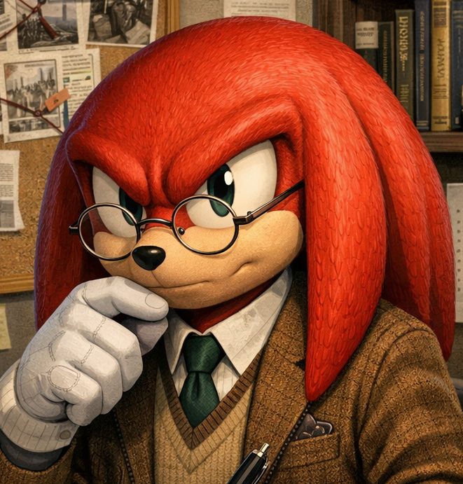 knuckles chercheur pense lunettes