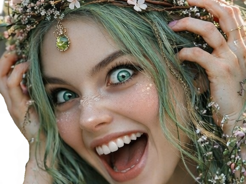 mystere femme waifu nature foret vert fleurs