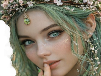 mystere femme waifu nature foret vert fleurs