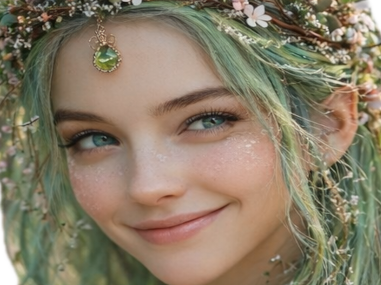 mystere femme waifu nature foret vert fleurs