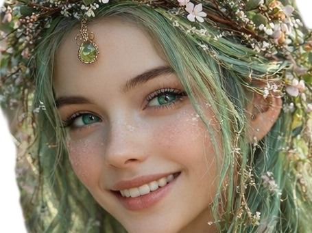 mystere femme waifu nature foret vert fleurs