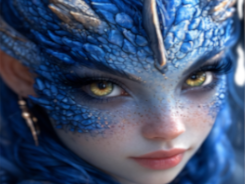 mystere femme waifu dragon bleu eau cornes