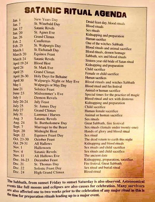 ritual satanic agenda rituel satanique