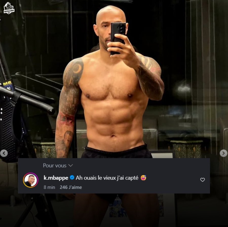 thierry henry kylian mbappe instagram post commentaire vieux generation musculation muscu shape