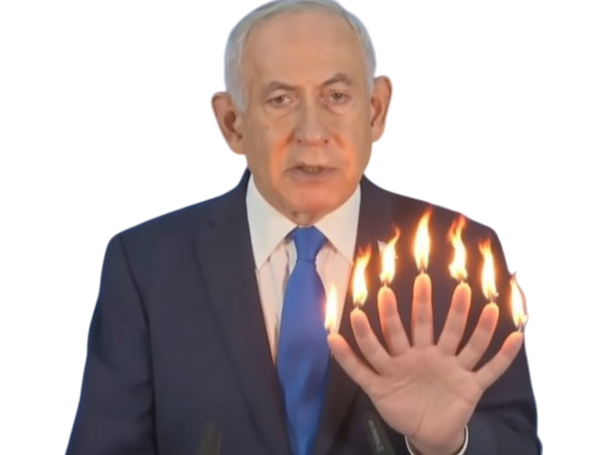 menorah chandelier candelabre 5 6 7 doigts ia benjamin netanyahu israel mort propagande bibi