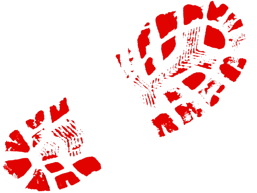 empreinte de sang pied chaussure droit