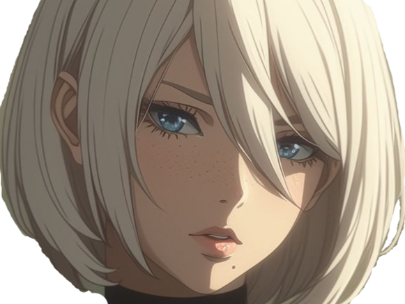 2b nier automata opale de brienne cheveux blanc sans bandeau yeux bleu bloop