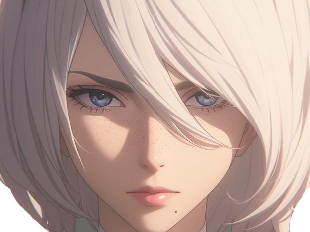 2b nier automata opale de brienne cheveux blanc sans bandeau yeux bleu bloop