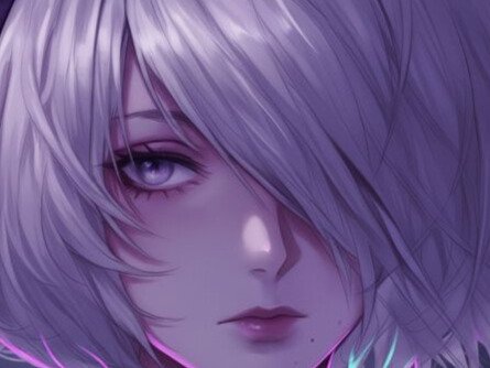 2b nier automata opale de brienne cheveux blanc sans bandeau yeux bleu bloop