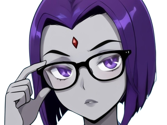 raven teen titans violet pourpre dc comics demi demone trichoporphyree indigo lunettes