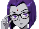 raven-teen-titans-violet-pourpre-dc-comics-demi-demone-trichoporphyree-indigo-lunettes