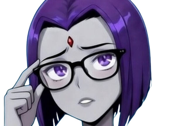 raven teen titans violet pourpre dc comics demi demone trichoporphyree indigo lunettes