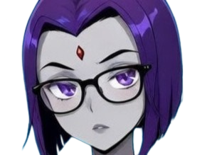 raven teen titans violet pourpre dc comics demi demone trichoporphyree indigo lunettes