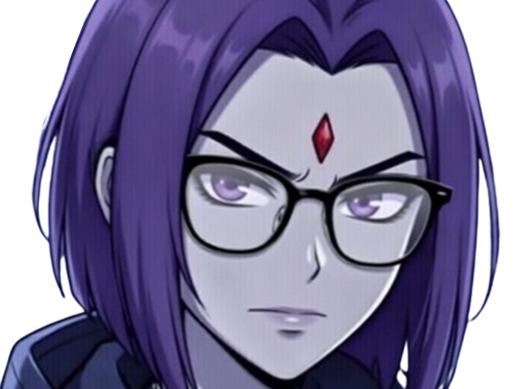 raven teen titans violet pourpre dc comics demi demone trichoporphyree indigo lunettes