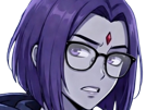 raven-teen-titans-violet-pourpre-dc-comics-demi-demone-trichoporphyree-indigo-lunettes