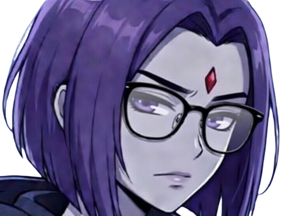 raven teen titans violet pourpre dc comics demi demone trichoporphyree indigo lunettes