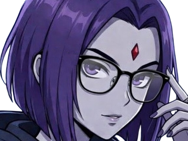 raven teen titans violet pourpre dc comics demi demone trichoporphyree indigo lunettes