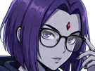 raven-teen-titans-violet-pourpre-dc-comics-demi-demone-trichoporphyree-indigo-lunettes