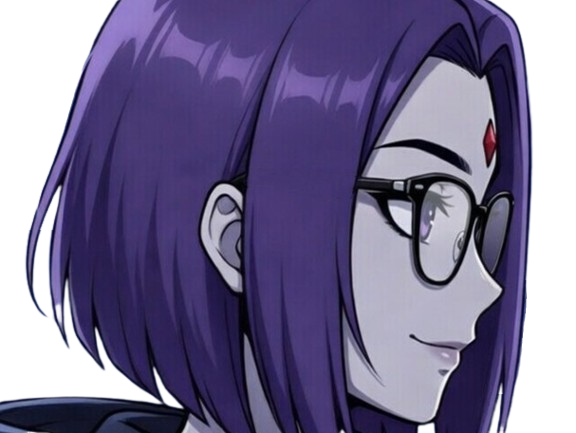 raven teen titans violet pourpre dc comics demi demone trichoporphyree indigo lunettes