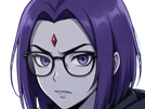 raven-teen-titans-violet-pourpre-dc-comics-demi-demone-trichoporphyree-indigo-lunettes