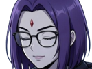raven-teen-titans-violet-pourpre-dc-comics-demi-demone-trichoporphyree-indigo-lunettes