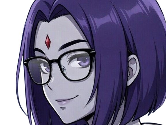 raven teen titans violet pourpre dc comics demi demone trichoporphyree indigo lunettes