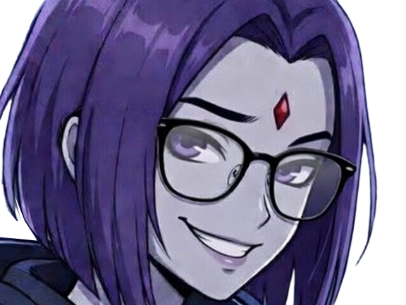 raven teen titans violet pourpre dc comics demi demone trichoporphyree indigo lunettes