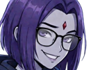 raven-teen-titans-violet-pourpre-dc-comics-demi-demone-trichoporphyree-indigo-lunettes