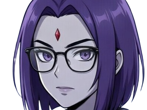 raven teen titans violet pourpre dc comics demi demone trichoporphyree indigo lunettes