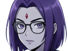 raven-teen-titans-violet-pourpre-dc-comics-demi-demone-trichoporphyree-indigo-lunettes