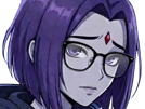 raven-teen-titans-violet-pourpre-dc-comics-demi-demone-trichoporphyree-indigo-lunettes