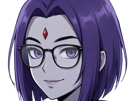 raven-teen-titans-violet-pourpre-dc-comics-demi-demone-trichoporphyree-indigo-lunettes
