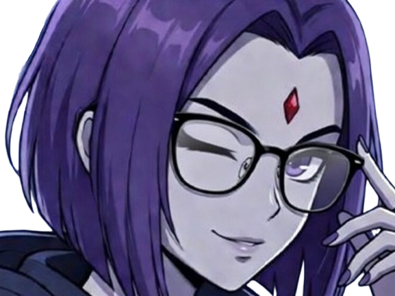 raven teen titans violet pourpre dc comics demi demone trichoporphyree indigo lunettes