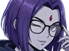 raven-teen-titans-violet-pourpre-dc-comics-demi-demone-trichoporphyree-indigo-lunettes