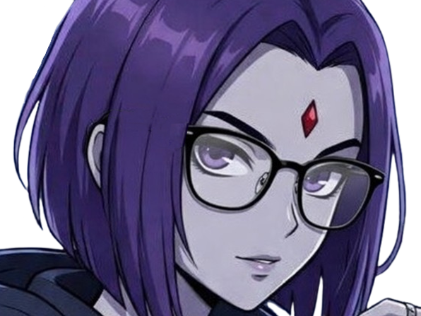 raven teen titans violet pourpre dc comics demi demone trichoporphyree indigo lunettes