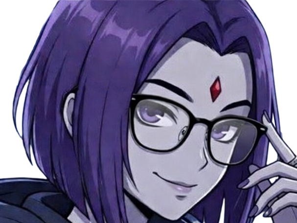 raven teen titans violet pourpre dc comics demi demone trichoporphyree indigo lunettes