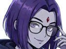 raven-teen-titans-violet-pourpre-dc-comics-demi-demone-trichoporphyree-indigo-lunettes